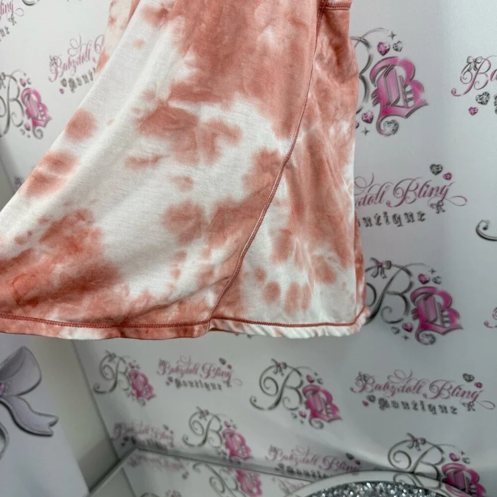 90 Degree By Reflex tank top razorback flowy Rust and White Tie-Dye Tank Top